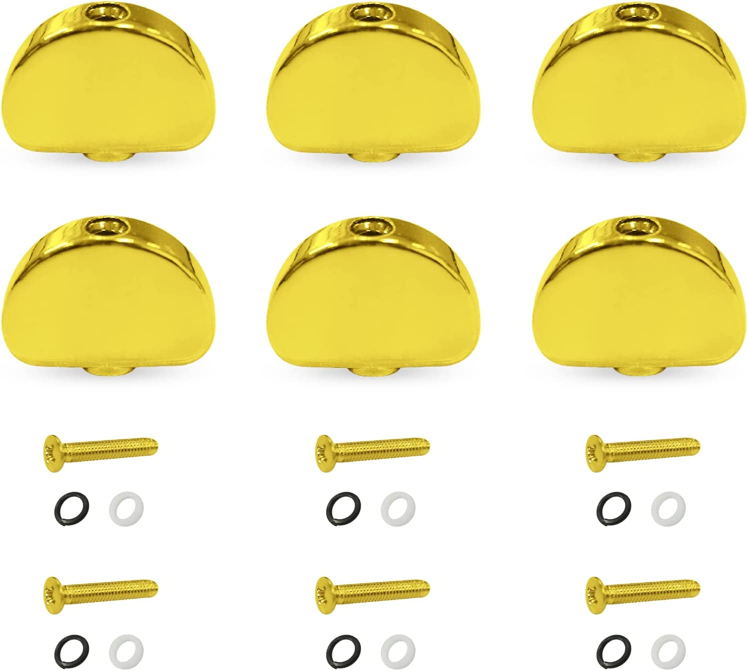 MAXCHEER 6PCS Metal Big Semicircle Guitar Tuning Pegs Tuners Machine Heads Replacement Buttons Knobs Handle (Chrome)