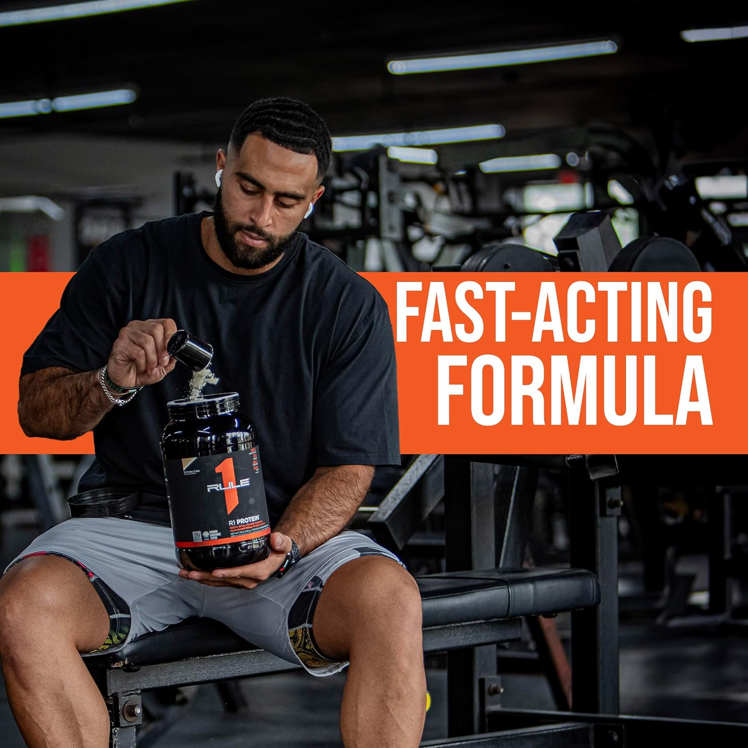 Rule1 R1 100% Whey Protein Isolate and Hydrolysate Protein Powder 5.03 Lb, Strawberry Banana (73 Servings) image number 2