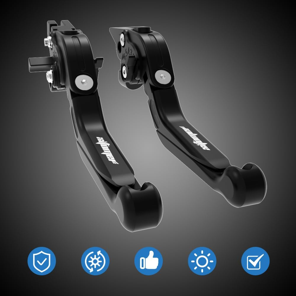 Xitomer Extendable Foldable Motorcycle Brake Clutch Levers, Fit for Sportster Nightster 2023 2022 /Sportster Pan America RA1250, Motorcycle Adjustable Handle Levers (Black) image number 2