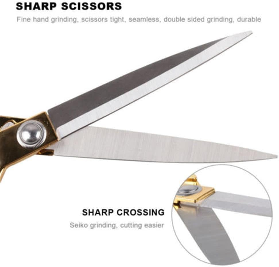 WYJREES 10.5 Inch Tailor Scissors Gold Dressmaking Sewing Ribbon Cutting Scissors Trimming Scissor Fabric Scissors Craft Scissors for Cutting Fabric Cloth Leather Denim Canvas image number 2