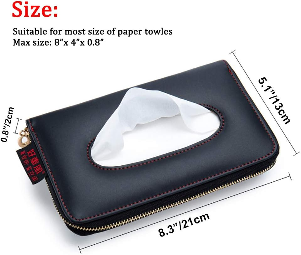 Fredyusu Car Tissue Holder, Car Visor Tissue Holder, Perfect Solid Color Auto Tissue Box, Tissue Case Holder for Car (Black)