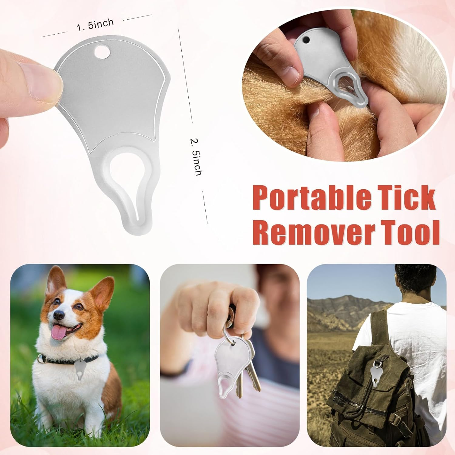 Mrcopetal Tick Remover Tool Kit, Stainless Steel Tick Tweezers + Remover Tick Key, 4 Pack Quick & Safe Tick Twister Removal Tools for Dogs Cats Humans image number 2