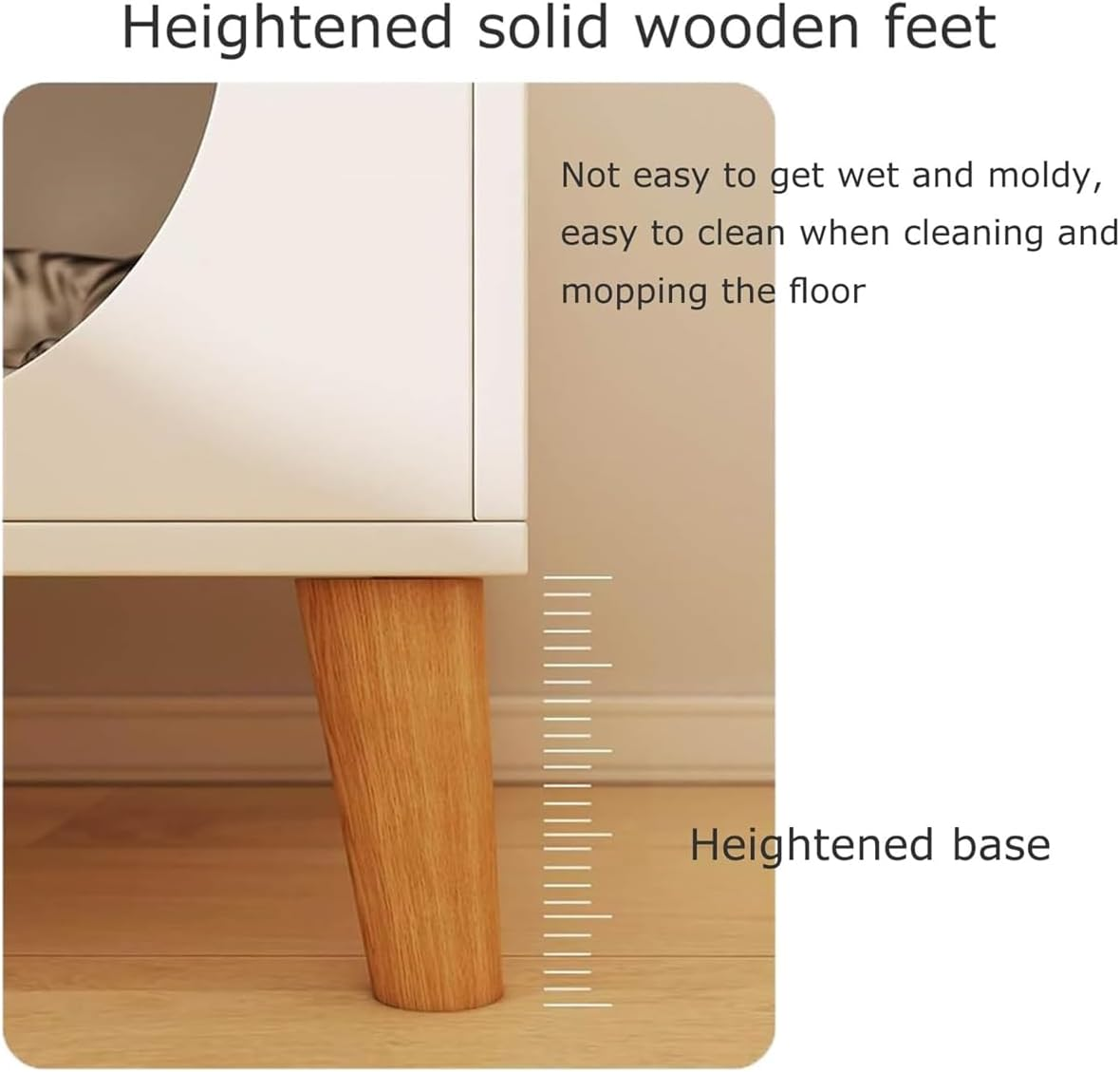 AIMALL Solid Wood Cat Nest Bedside Table &ndash; Multifunctional Small Bedside Cabinet with Cat House, Storage, and Cat Bed, Ideal for Cats and Home Use image number 5