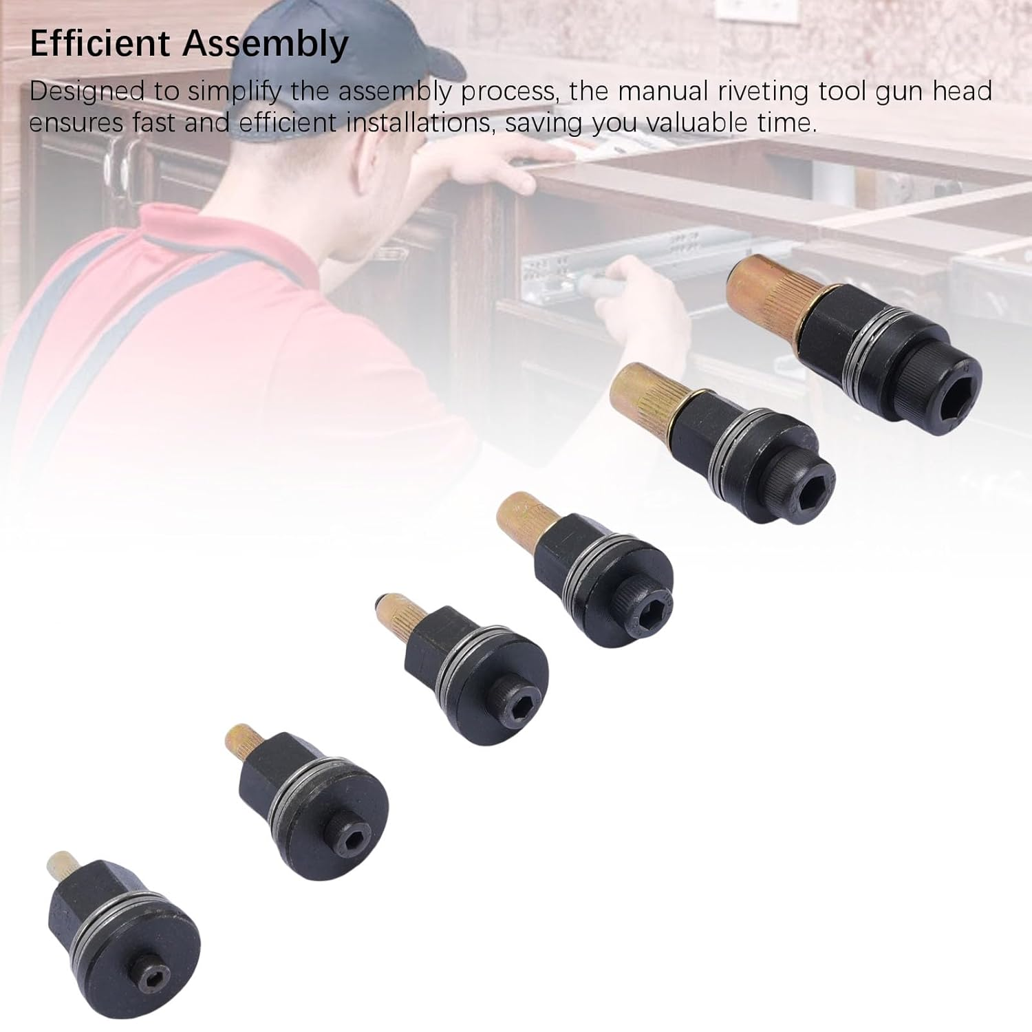 Cryfokt 6 Pcs Rivet Nut Tool Kit, M3 M4 M5 M6 M8 M10 Carbon Steel Rivnut Tool Set, Riveter Rivnut, Hand Rivet Nut Gun Head for Narrow Space Furniture Industrial image number 1