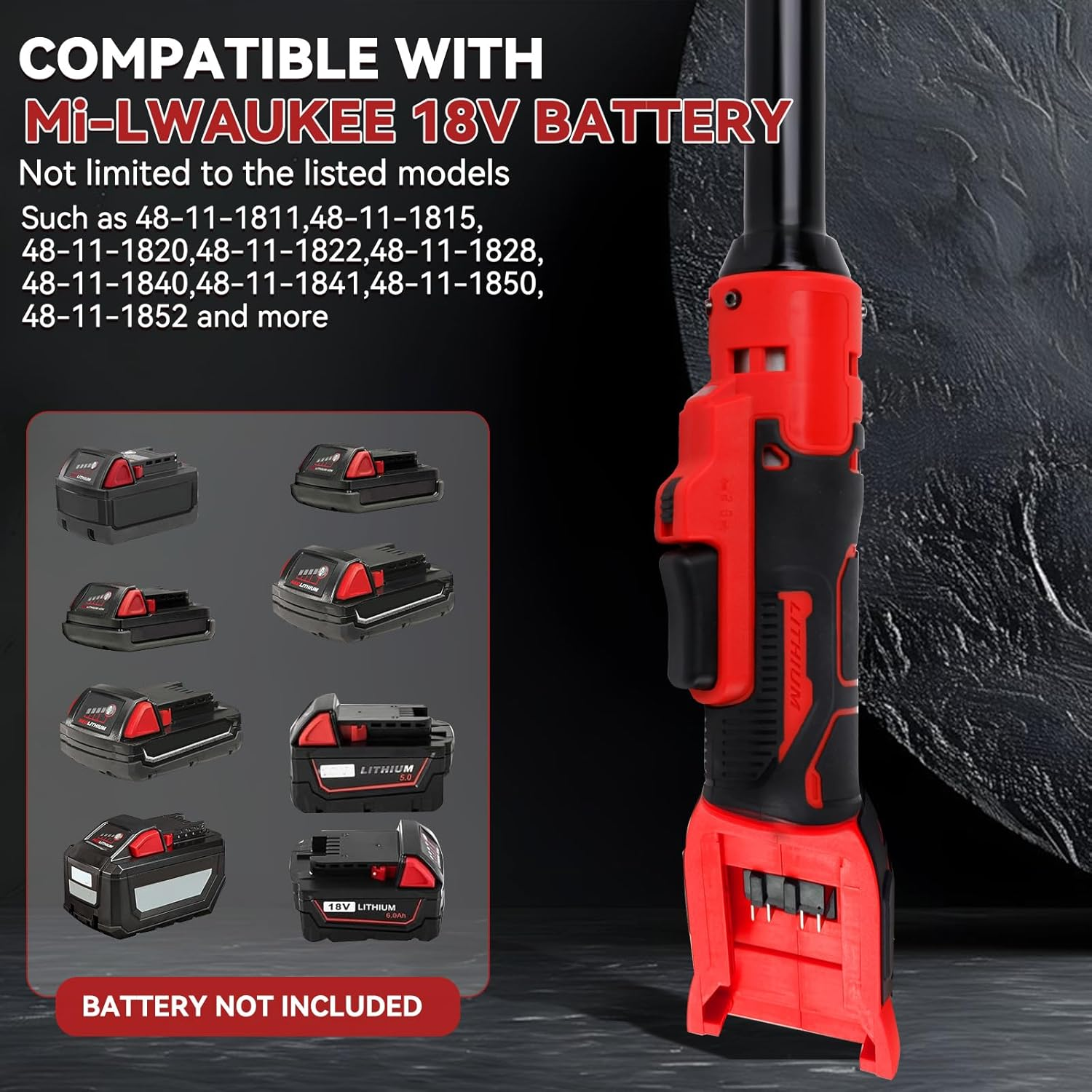 3/8" Extended Cordless Ratchet Wrench for Milwaukee M18 18V Series Batteries, Extended 16Cm Long Rod, 320 RPM, 80N.M Electric Ratchet Wrench with Built-In LED Light image number 6