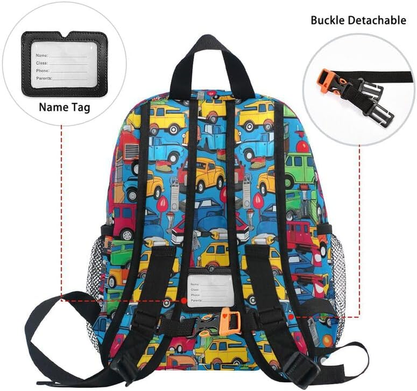 ODAWA Kids Backpacks with Name Tag, Cute Vehicles 12 Inch Backpacks for Boys Girls, Pre School Backpack for Boys image number 5