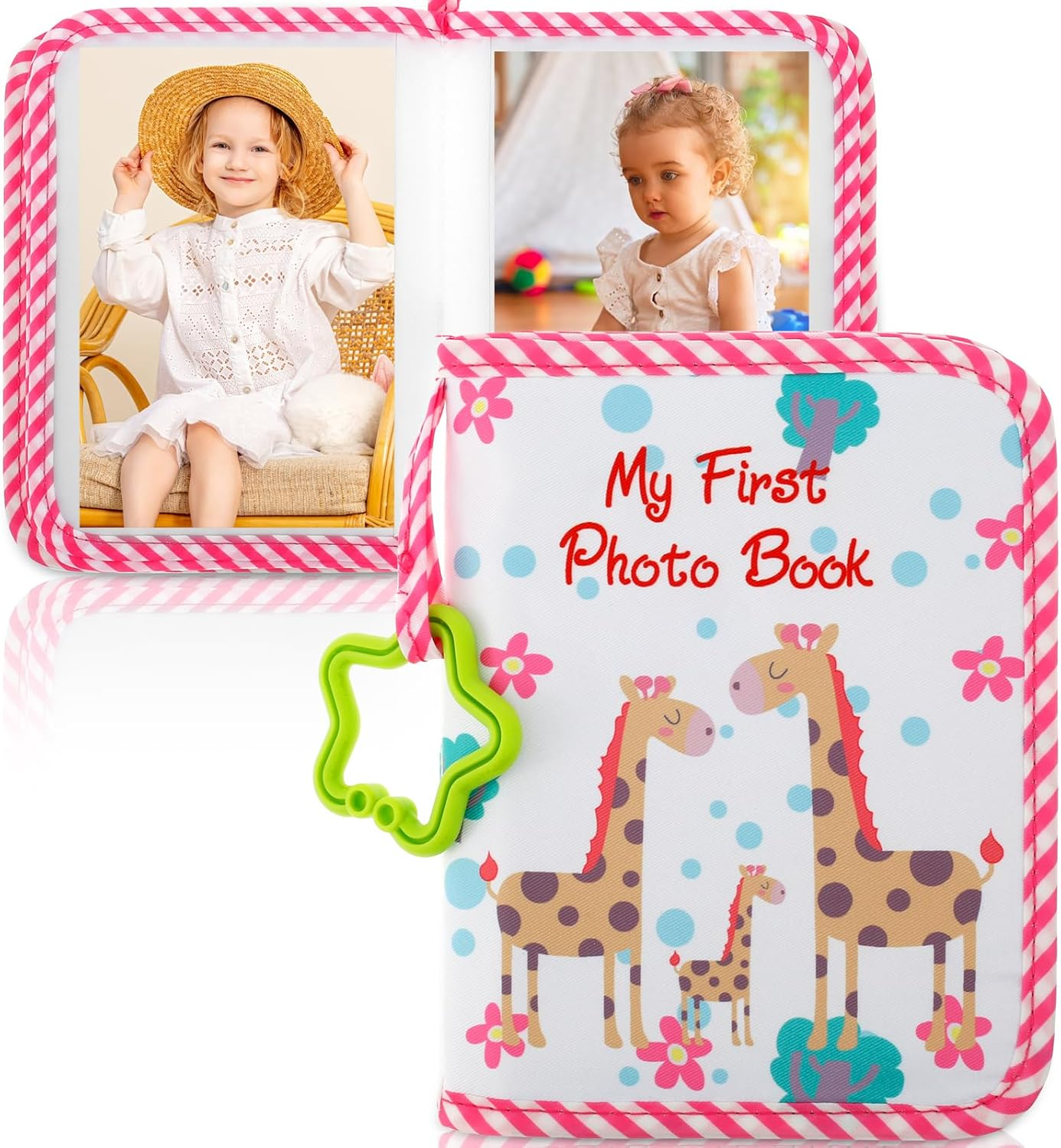 Baby Soft Photo Cloth Book 18X14Cm My First Family Album for Newborn Toddler Kids (Pink, 2Pcs) image number 4