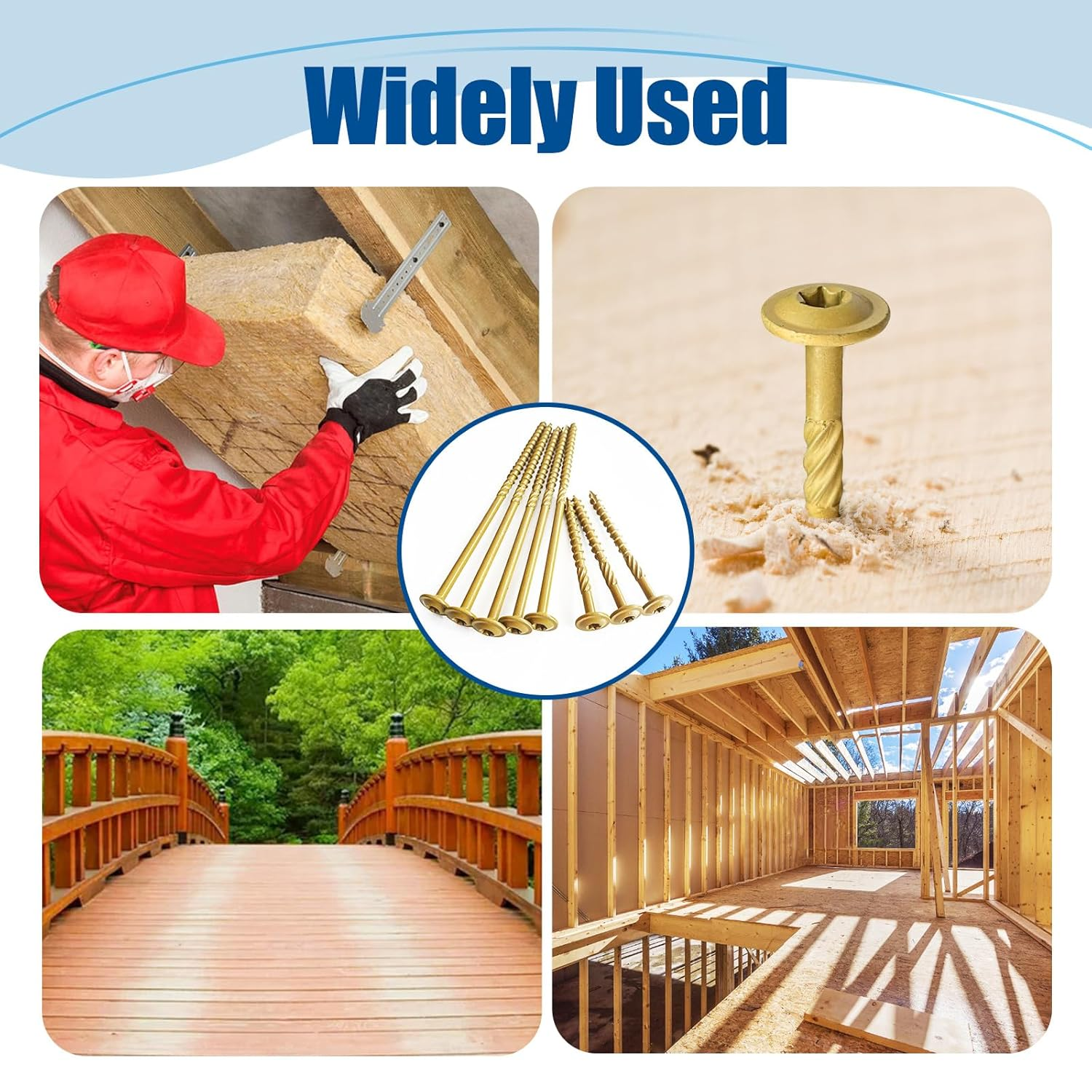 ANCHOREASE Lag Screws #14&times;4", 100PCS Heavy Duty Construction Screws, Rust Resistant, Washer Head, Bronze Coated External Wood Screws, Trusss Lag Screws, 2PCS T30 Star Bit Included image number 3