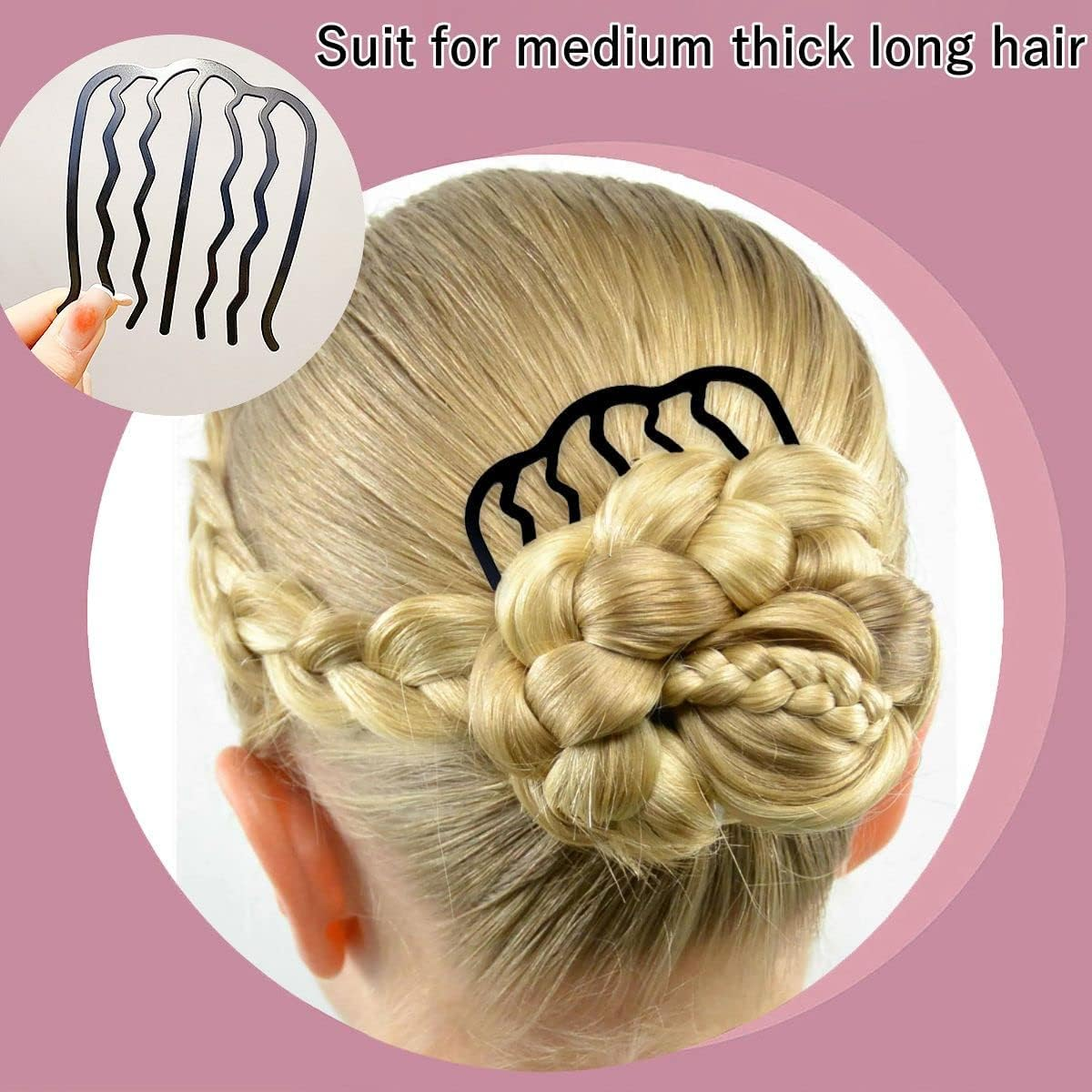 8 Piece Hair Side Combs U Hair Pins Hair Fork Clip Hair Stick for Updo Bun, U Shaped Teeth Hair Combs for Vintage Hairstyle Hair Accessories image number 3