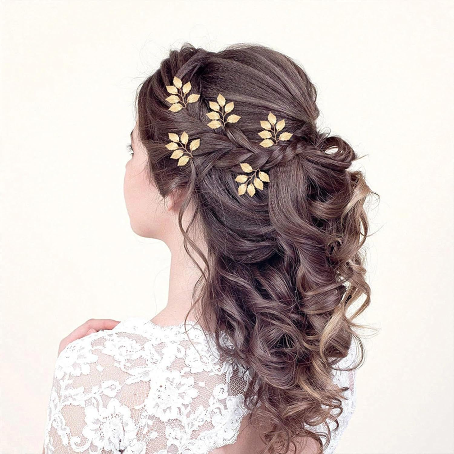 Dinghaole 3Pcs Golden Leaf Hair Clip Wedding Accessory - Elegant U-Shaped Hair Clip, Women'S Decoration, Suitable for Brides to Give Gifts, Dances, Party Styling. image number 5