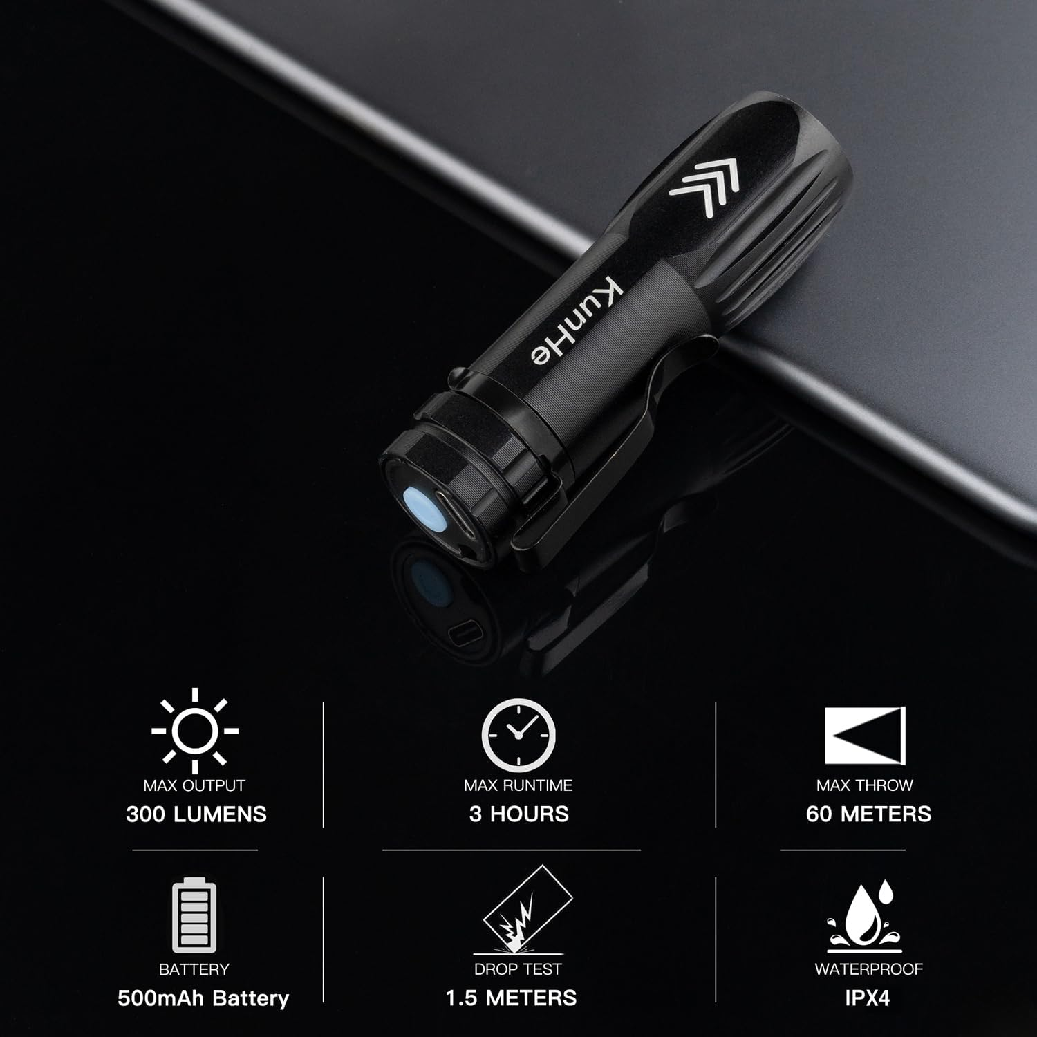 Kunhe 10 Pack Small Rechargeable Flashlights Bulk USB-C Mini High Lumen Flashlight Clip-On Portable Pocket Flash Light for EDC Emergency Home Use image number 2