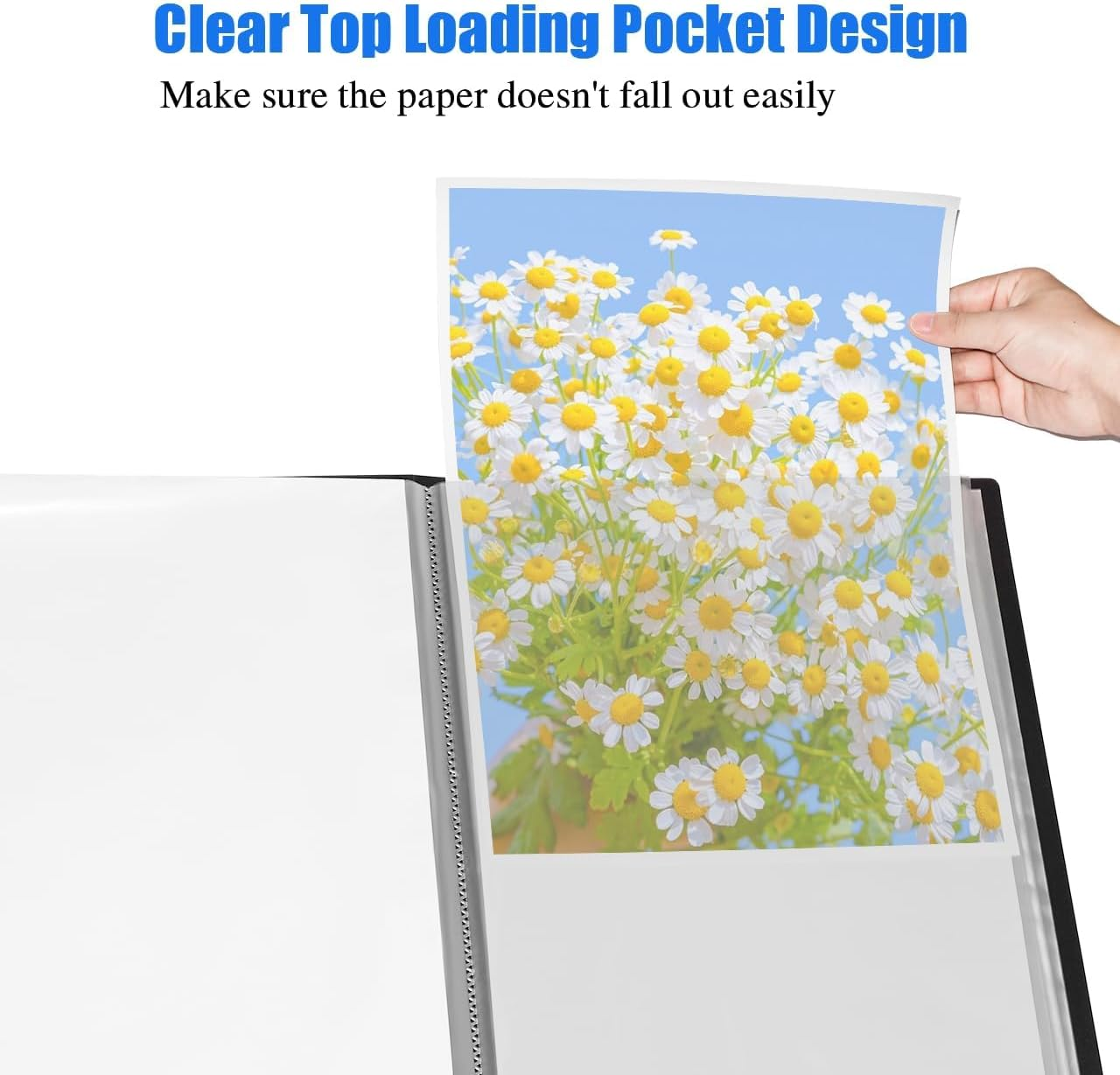 A3 Display Book Folder 40 Pockets Presentation Book with Clear Plastic Sleeves, 80 Views A3 Storage Book for Painting Artwork Portfolio, Black (43.5X32X2.8Cm) image number 1