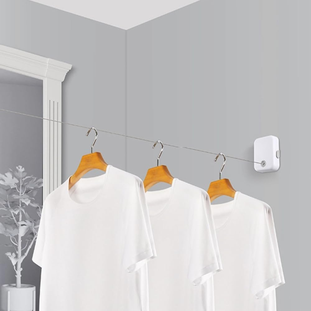 MUYXGYFE Premium Retractable Clothesline | Heavy Duty Retracting Rope Line for Clothes or Laundry, Perfect for Indoor or Outdoor Use and Travel or Camping Can Lock to Prevent Sagging(Gray) image number 6