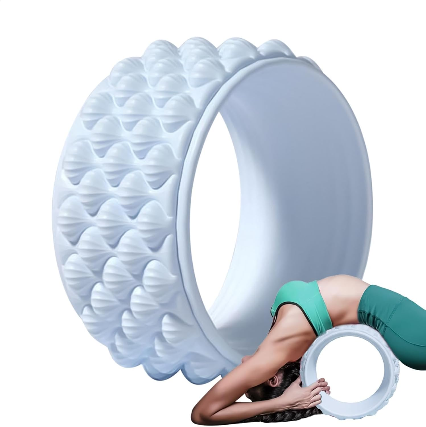 Leoleozz Back Roller - Yoga Wheel for Deep Tissue Muscle Recovery | Multifunctional Fitness Accessories, Core Exercise Tool for Families, Friends (Blue) image number 6