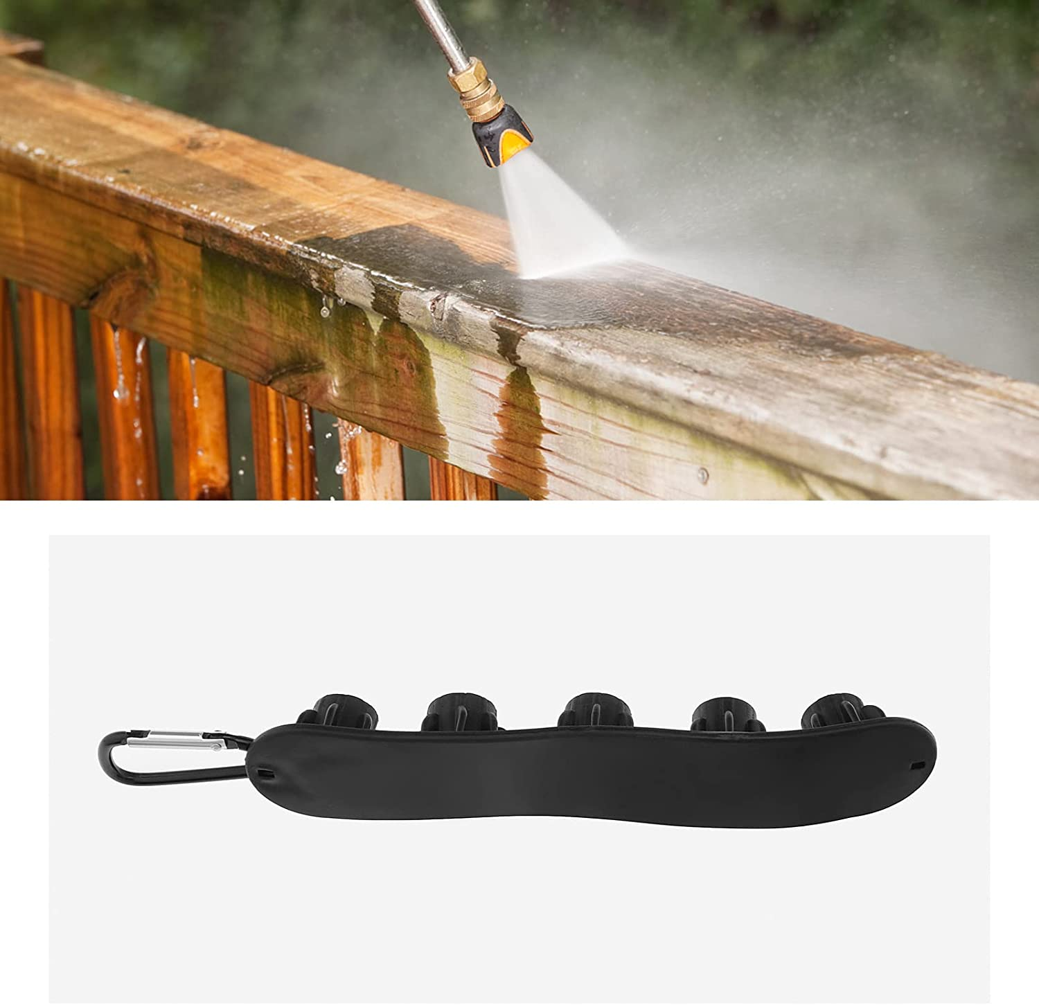 Ecsing Pressure Washer Nozzle Holder for Holding 5 Nozzles with Standard 1/4" Quick Connect Plug Rubber Nozzle Tip Storage Support with Metal Clip Black image number 3