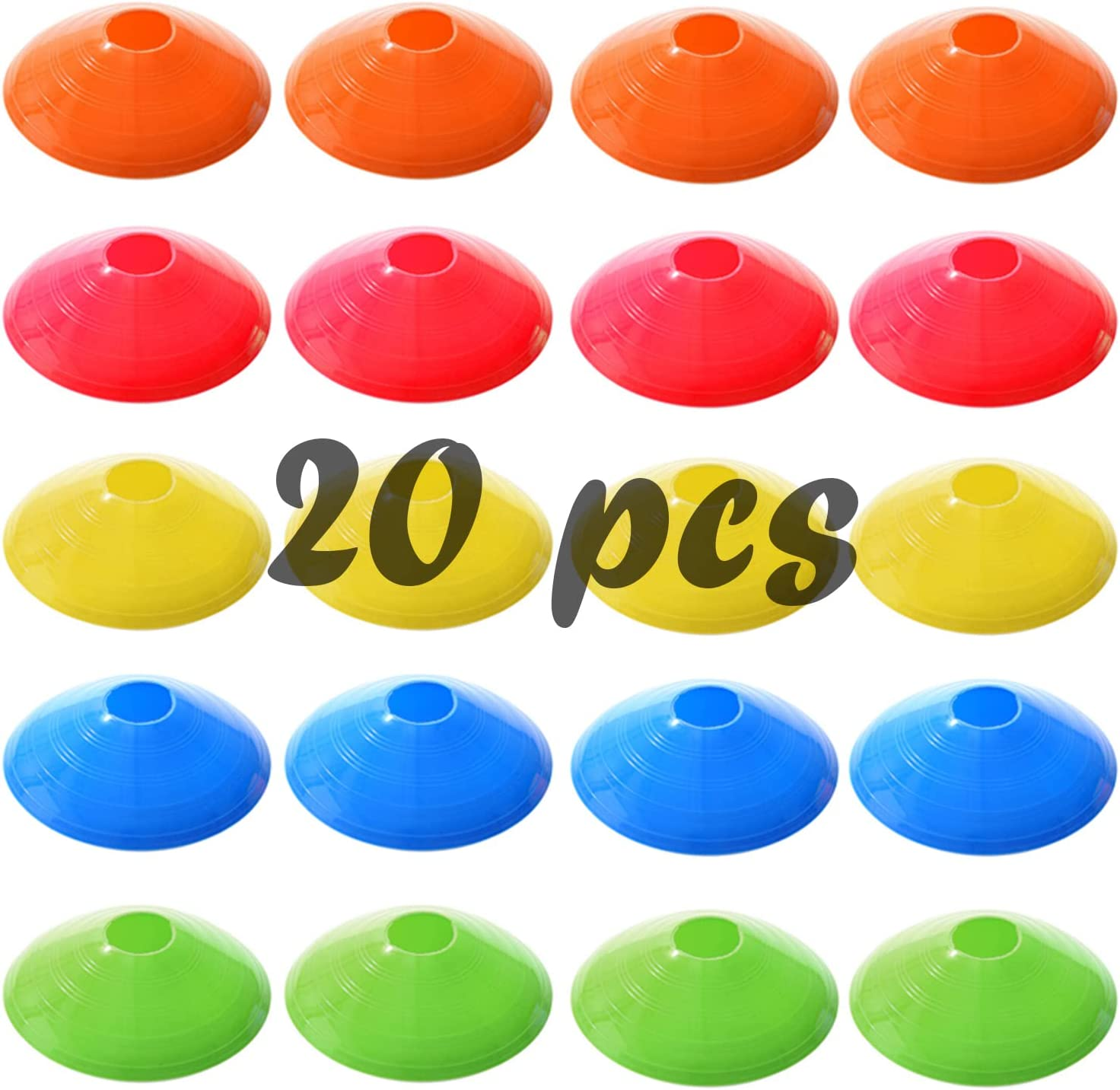 Taicols Agility Field Cones, 20 Pcs Soccer Markers Disc with Net Bag, Pro Disc Cones for Training Football, Soccer Cones Training Equipment for Low Profile Field Markers Training Football Basketball