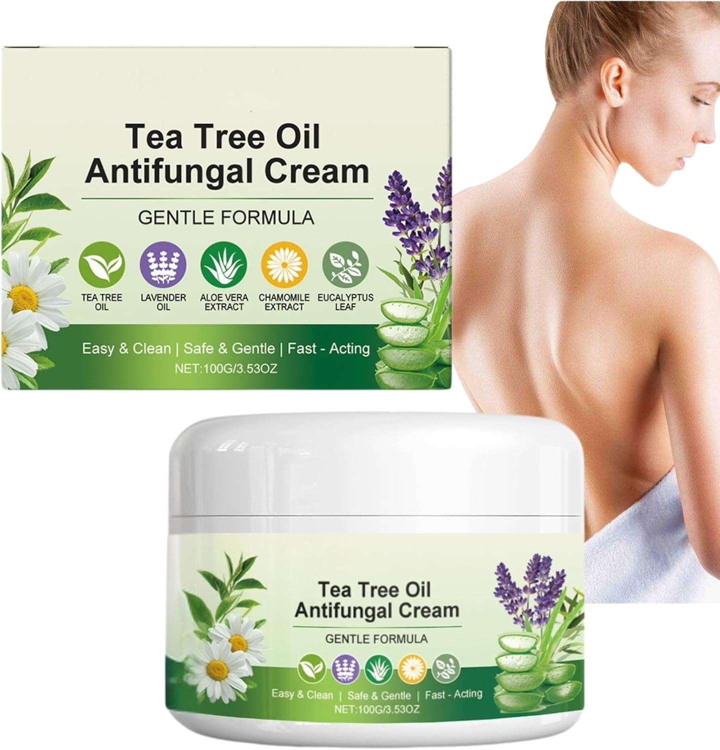 Tea Tree Oil Antifungal Cream, Soothing Moisturiser for Dry & Irritated Skin, Hydrating Foot & Hand Care with Natural Tea Tree Extracts for Men & Women (1Pcs)