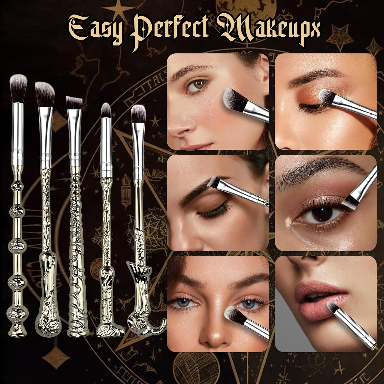MUIIGOOD 5 PCS Wand Makeup Brushes Set Harry Make up Brush Gift Kit Potter Makeup Brushes Wand Cosmetic Brushes Set for Foundation Blending Blush Concealer Eyebrow Face Powder Christmas Gift for Women image number 6
