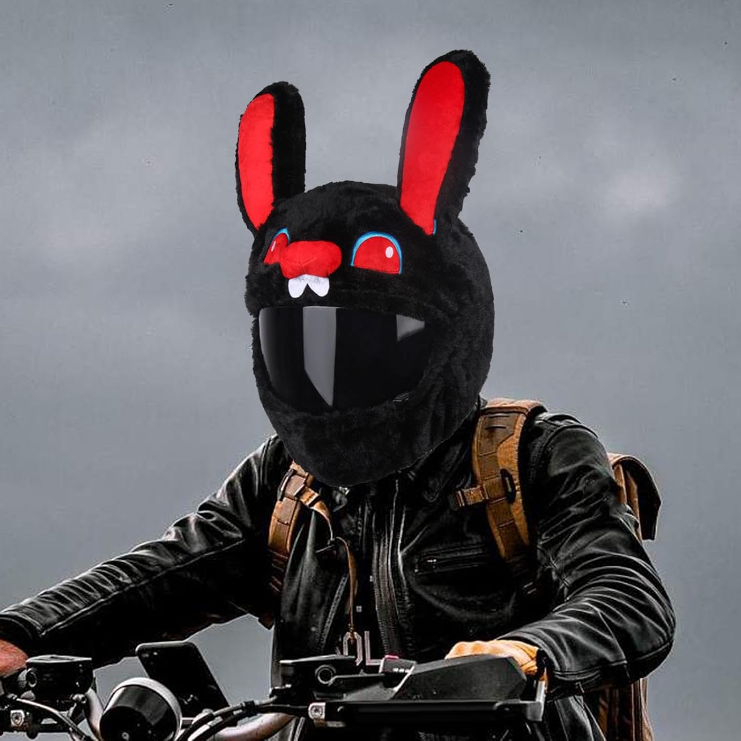 Magideal Helmet Cover Full Face Bunny Durable Decorative Gifts Soft Universal for Men Women Funny Helmet Cover Helmet Protective Cover image number 5