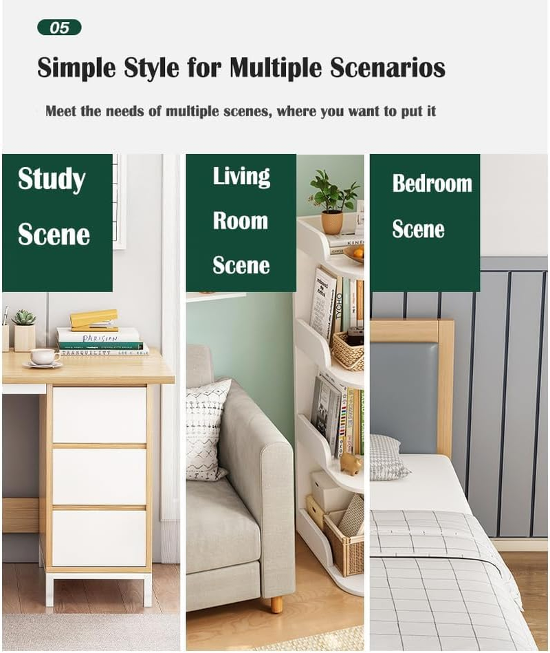 Enliansgo 4 Tier Bookshelves Bookcases, Book Shelf Storage Organizer, Home Office Bookcases, Freestanding Display Storage Shelves Modern Bookcase for Bedroom, Living Room and Office, White