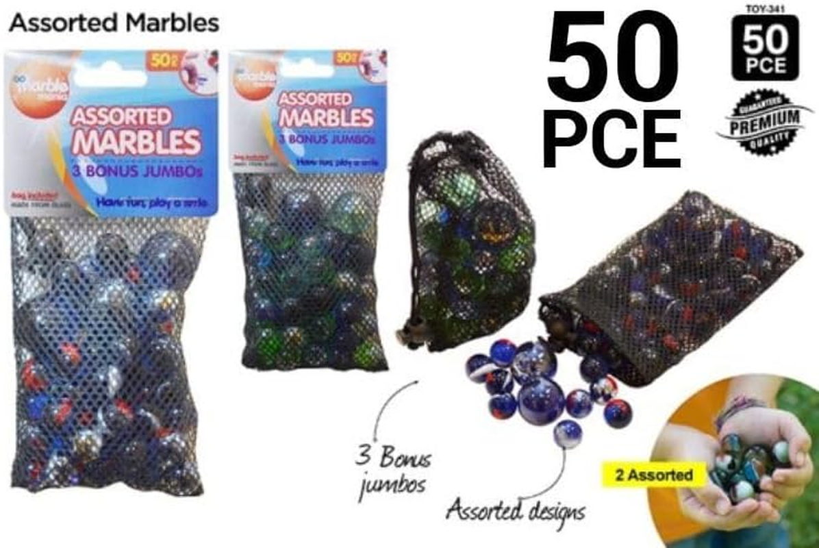 Yatsal Glass Marbles and 3 Jumbo Marbles with Bag 50-Pieces image number 2