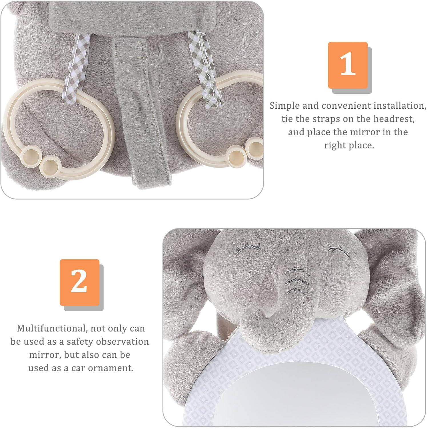 Rear Facing Car Mirror for Safety and Observation Cute Animal Design Mirror Wide View for Rear Facing Car Seats to Anxiety Road Trips image number 3