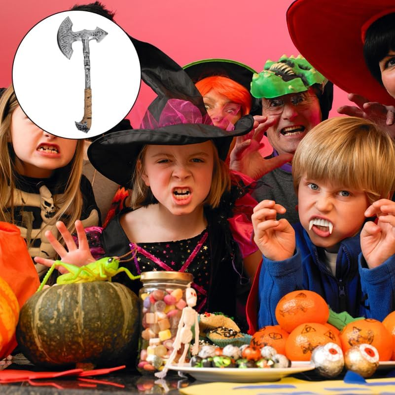 PACKOVE 2Pcs Ax Prop Battle Warriors Knight Costume Cosplay Axe Dwarf Horror Props Halloween Horror Props Foam Axes Cosplay Costume Trick Plastic image number 2