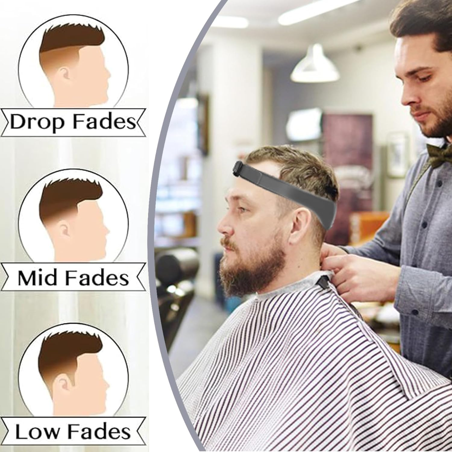 Whaleo Hair Cutting Comb Set - Grey Plastic & Silicone - Men'S Short Hair - Barber Comb, Transition Comb, Hairdressing Brush, Beard Stencil image number 3