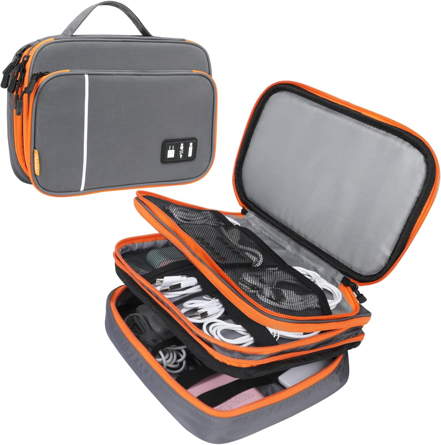 Travel Accessories Bag, Portable Cable Organiser Bag Travel Electronics Organiser Gadget Cable Bag Cable Pouch, Carrying Case for Tablet, Cable,Sd Card, Charger, Power Banks, Grey, XSC, Bag Organiser