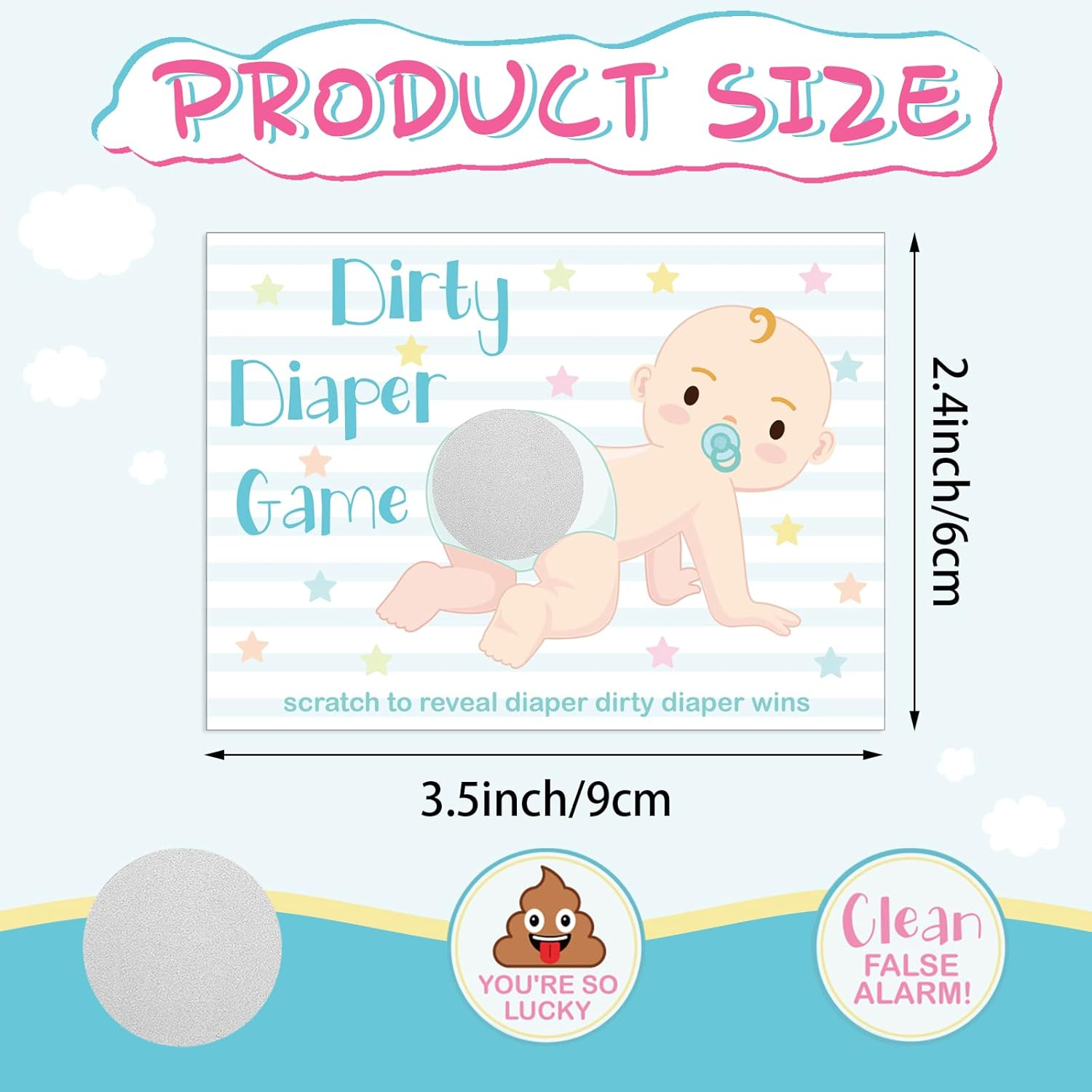 Geyee 60 Pieces Baby Shower Scratch off Game Funny Raffle Cards Baby Shower Party Games Decorations Cute Activity for Activity and Idea for Boy Girl(Nude Color) - Nude Color image number 6