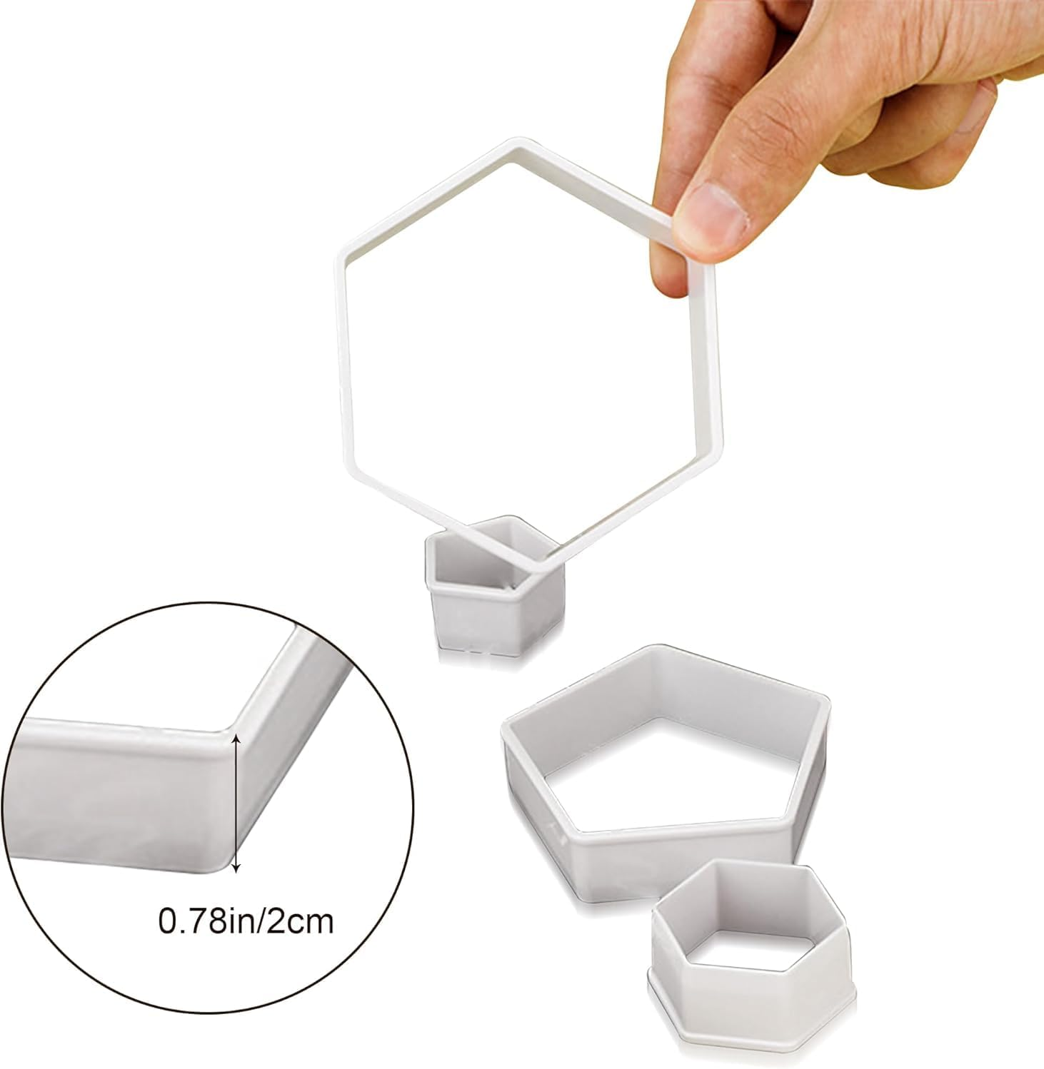 4 Pcs Soccer Ball Cookie Cutter,Hexagon Cookie Cutter,Football Cake Fondant Cutter Funny Biscuit Cutters,Multi Size Football Soccer Pattern Cutters Mould for Baking Cake Decorations image number 6