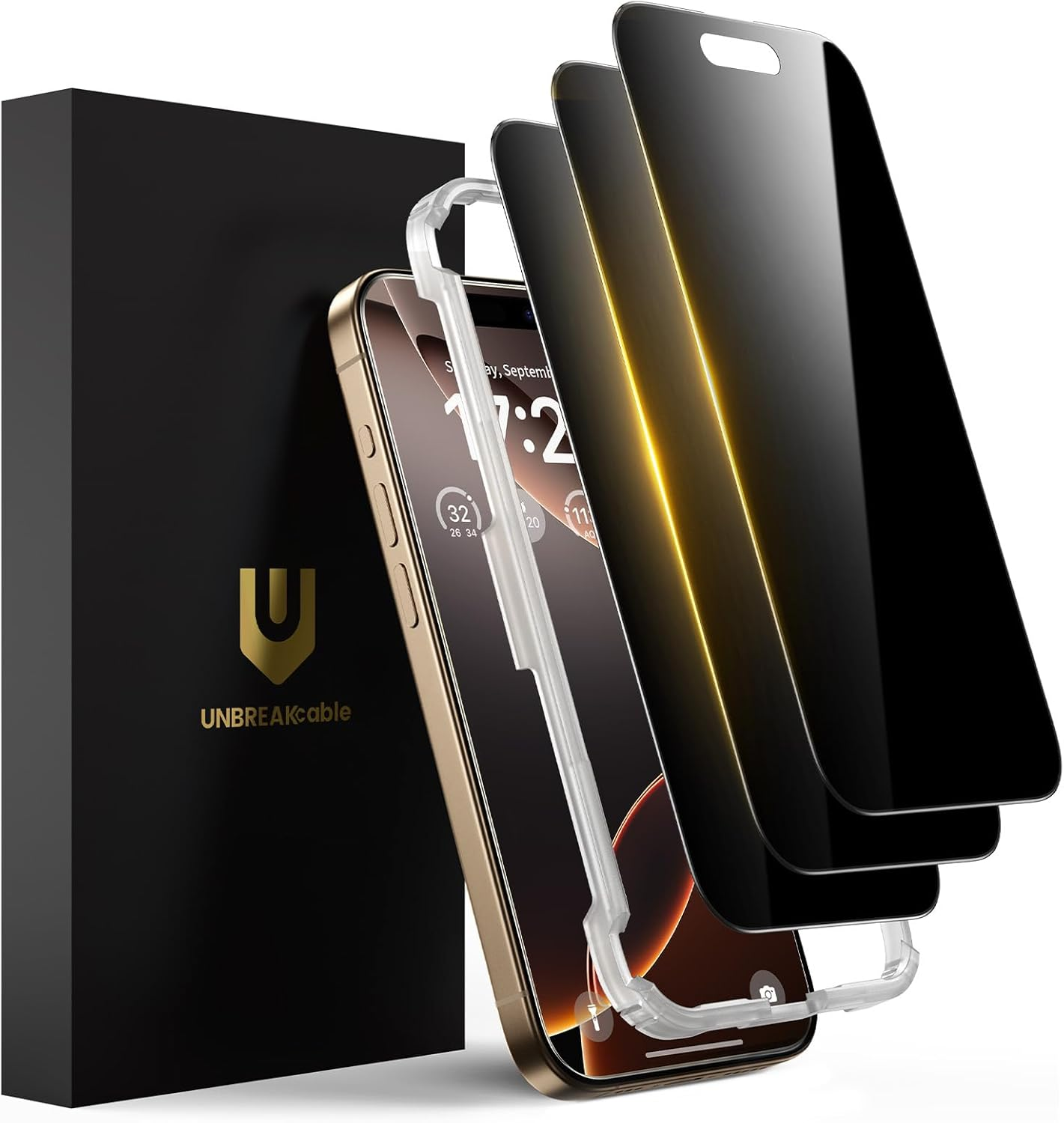 Unbreakcable Privacy Screen for Iphone 16 Pro, 3 Pack Screen Protector with [25&deg; Anti-Spy] [Easy Installation with Frame][99.99% HD Clear] [9H Hardness] [Anti-Fingerprint] Compatible with 6.3 Inch image number 4