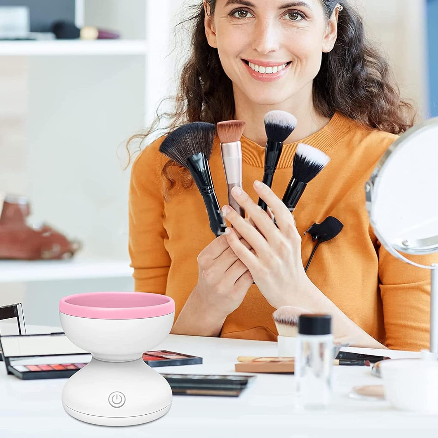 Electric Makeup Brush Cleaner Machine, USB Automatic Brush Cleaner Spinner Dryer Portable Cosmetic Brush Cleaner Tools Cosmetic Brush Dryer, Valentines Day Gift, image number 6