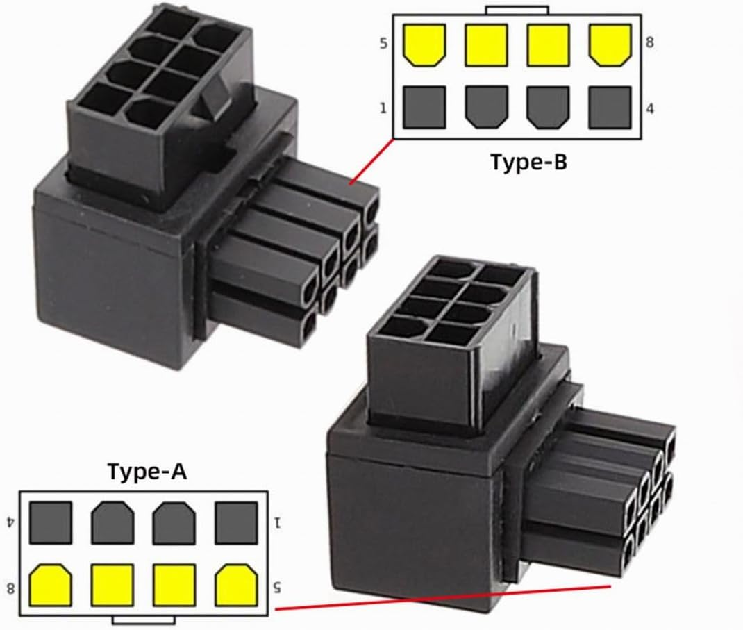 Chenyang 2 Pack ATX 8Pin EPS 12V 90 Degree Angled CPU Power Connector Adapter image number 3
