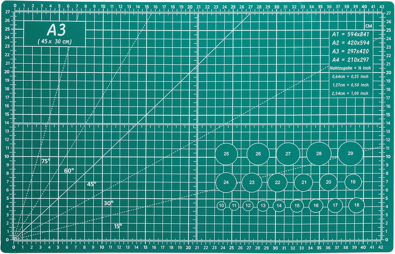 TCAIRG Self Healing Cutting Mat 18 Inchx12 Inch Non-Slip PVC Double Sided 5-Ply A3 Art Craft Rotating Mat, Rotary for Quilting, Sewing Crafts Hobby Fabric Precision Scrapbooking Project -GREEN