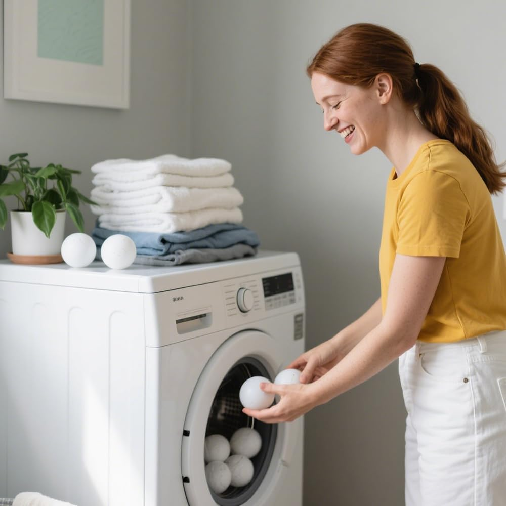 Wool Dryer Balls,Set of 6 with Storage Bag, 100% Natural Fabric Softener,Reusable Natural Fabric image number 2