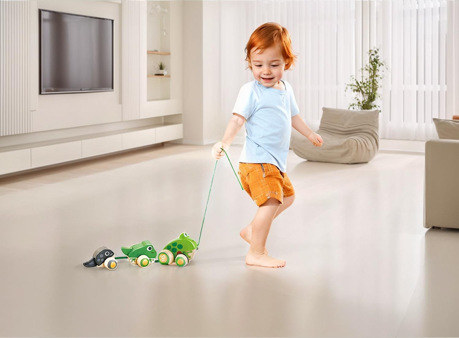 Hape Pull-Along Frog Family Toy &ndash; Wooden Toddler Pull Toy for Kids 12M+ | Fun & Educational Frog Life Cycle Learning | Interactive Walking Action | Safe & Durable Play Toy image number 5