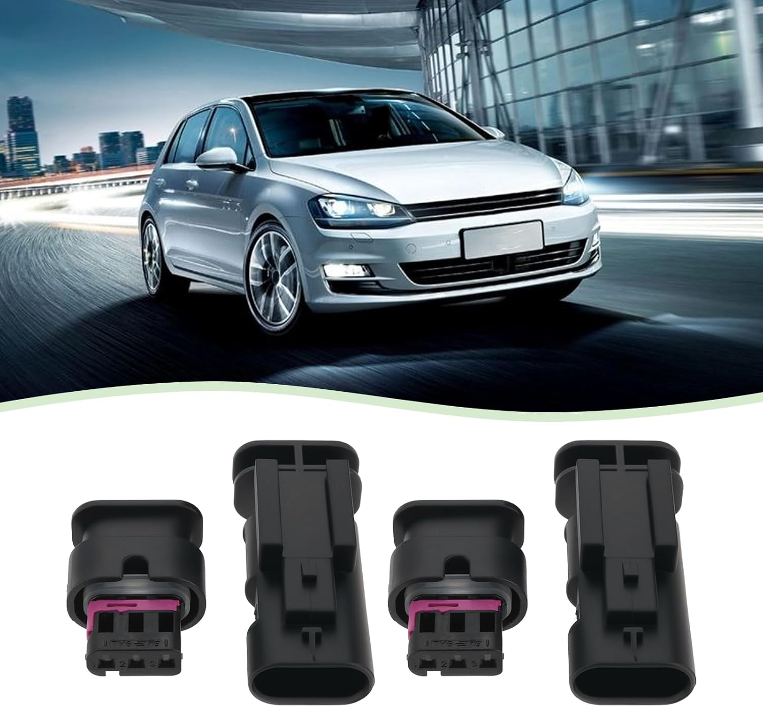 Emagtech 4Pcs Connector Plug 3Pin Car Speaker Connector Exhaust Valve Delete Connector Removal 1-1718644-1 DJ7033WA 1488991-1 Compatible with VW Golf R MK7 MK7.5 MK8 image number 6