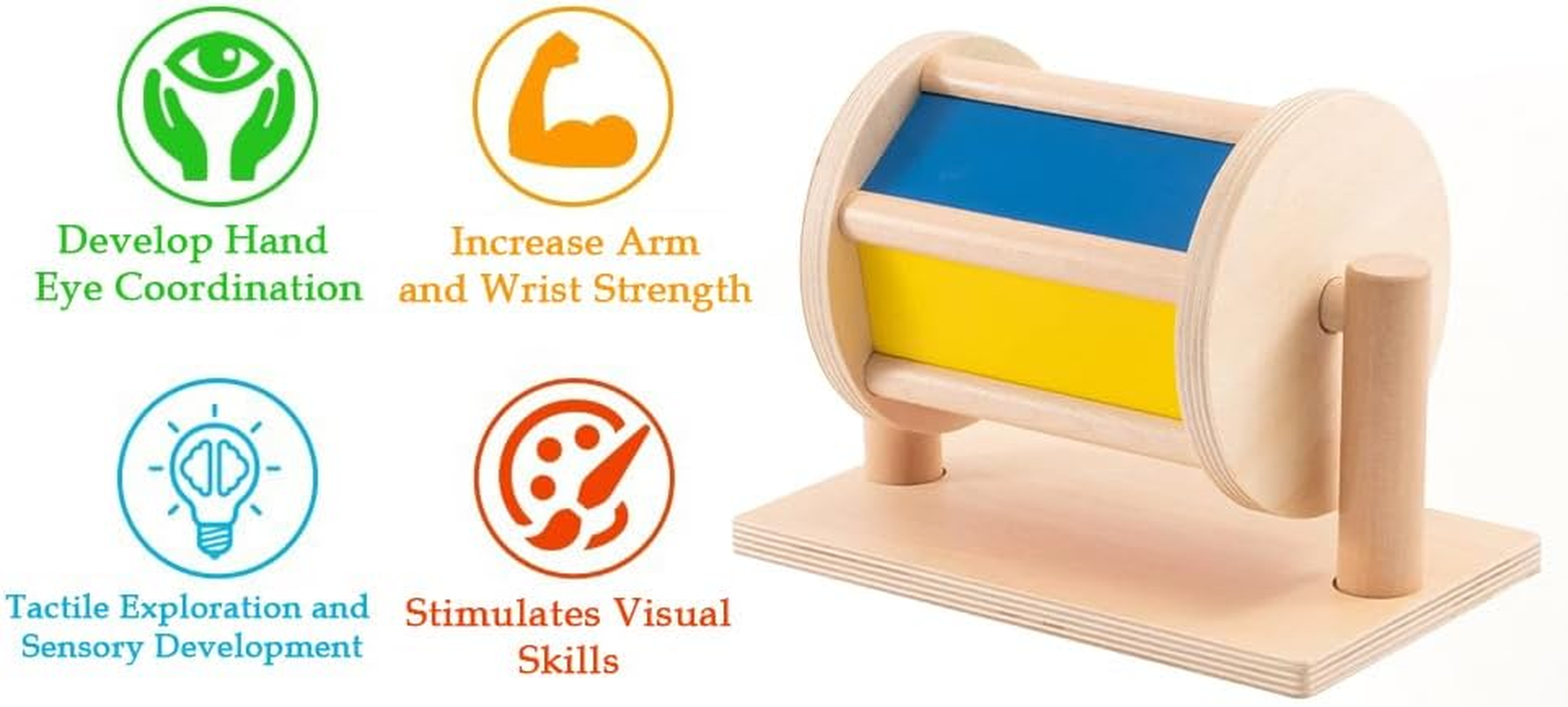 YAANI Montessori Spinning Drum - Baby & Toddler Toys, Sensory Play for 6+ Months for Boys & Girls image number 6