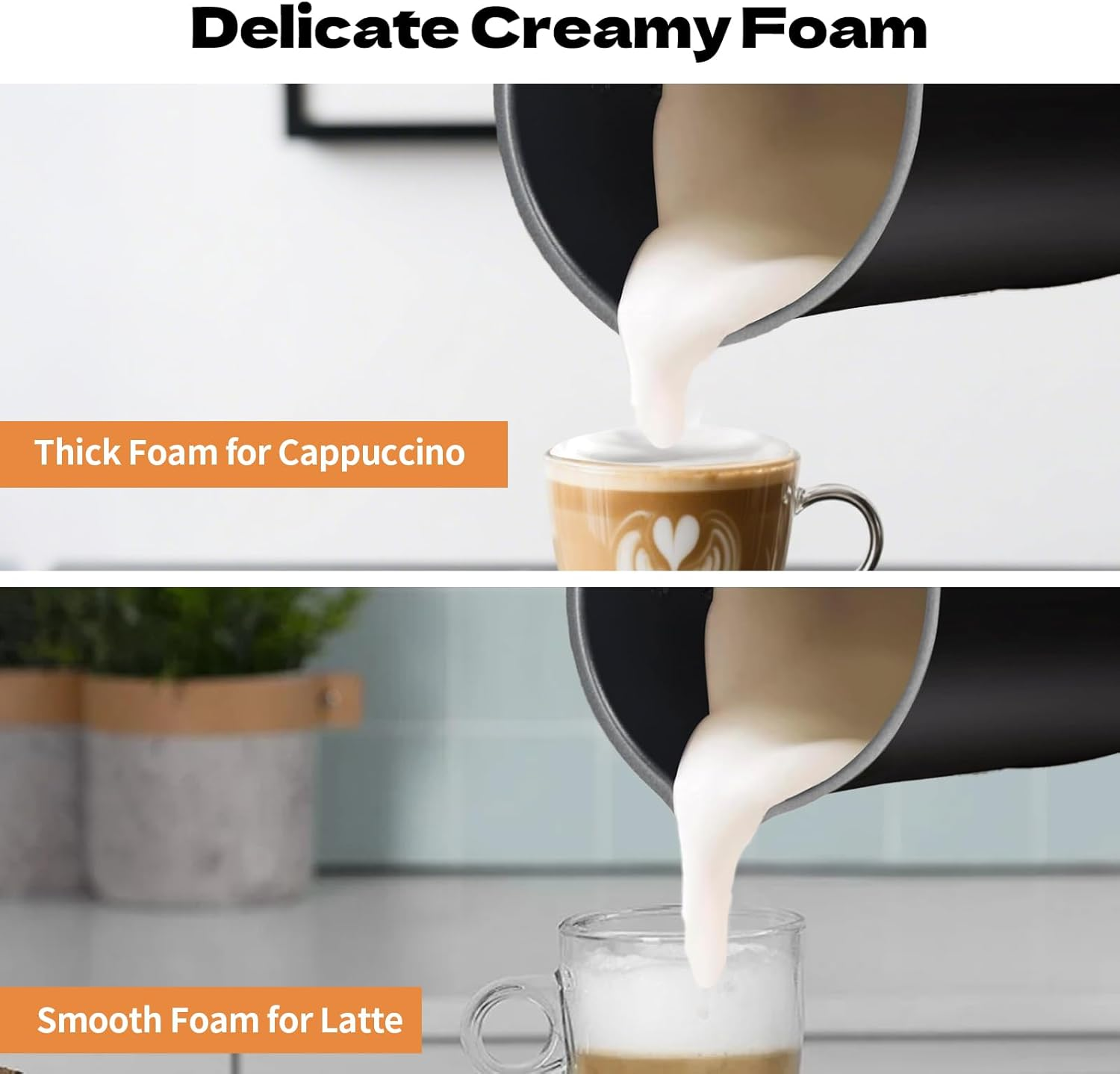 Stylora 4-In-1 Milk Frother, 430Ml Milk Warmer and Frother, 400W Black Electric Warm and Cold Foam Frother, Automatic Secura Milk Warmer for Coffee, Latte, Cappuccino, Macchiato, Chocolate image number 1