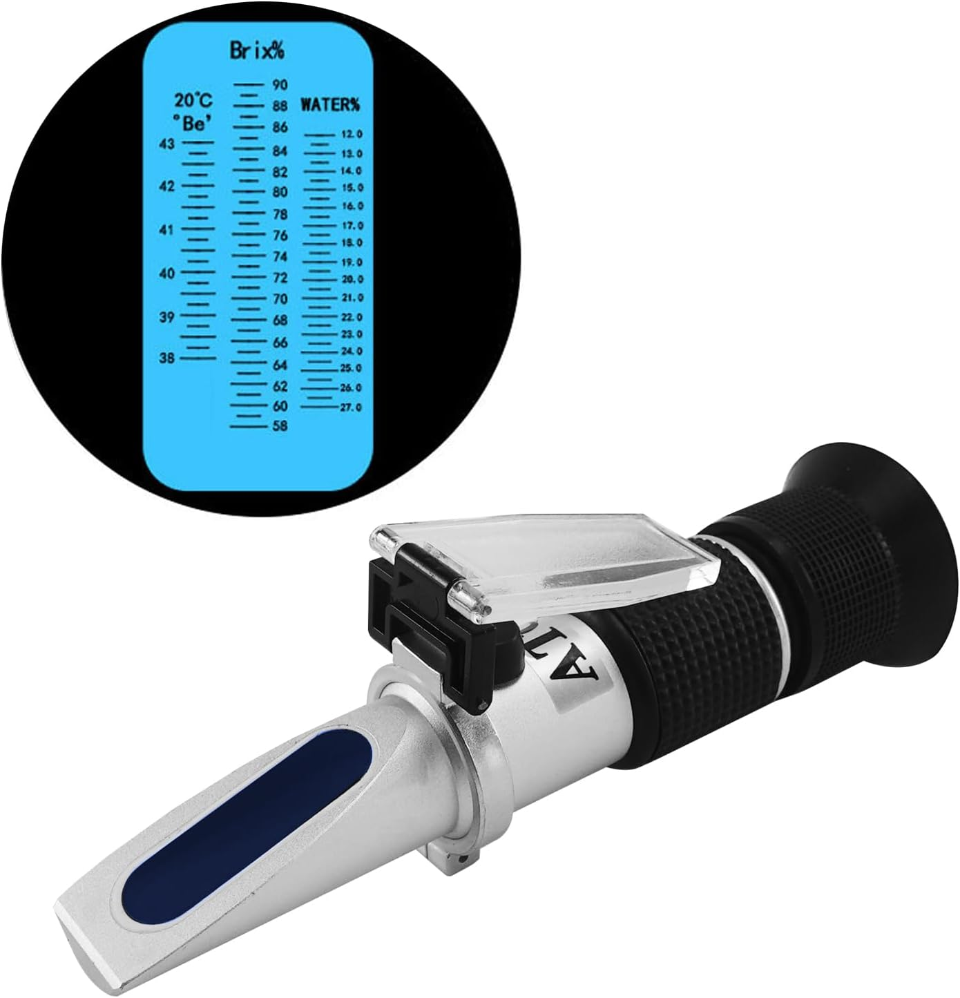 QUMOX 3-In-1 Honey Refractometer for Moisture, Brix and Baume, 58&ndash;90% Brix Scale &ndash; No Battery Needed, ATC Optical Tester for Honey, Syrup, Molasses, Beekeeping & Food Processing image number 6