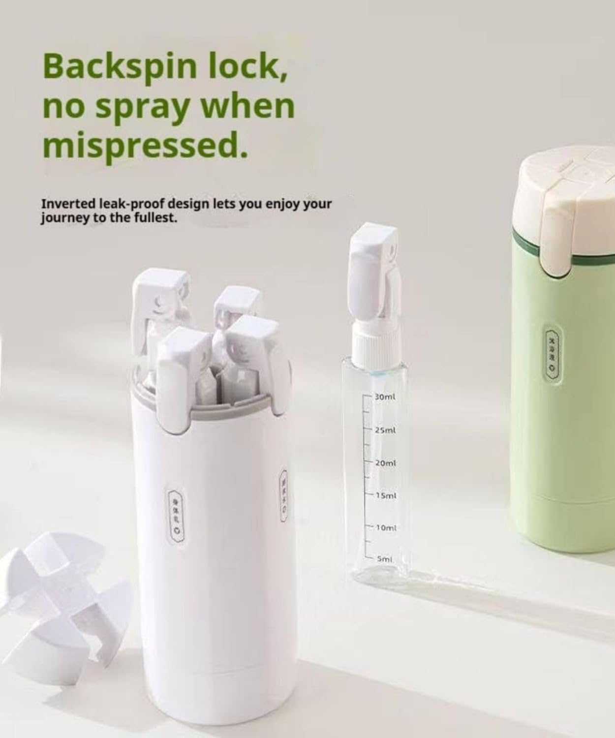 4 in 1 Travel Dispenser Bottle, Travel Toiletry Containers, Refillable, Leak Proof, Portable Containers for Shampoo Lotion Conditioner Cream, Flights Gym Bag Weekends Away (White) image number 3