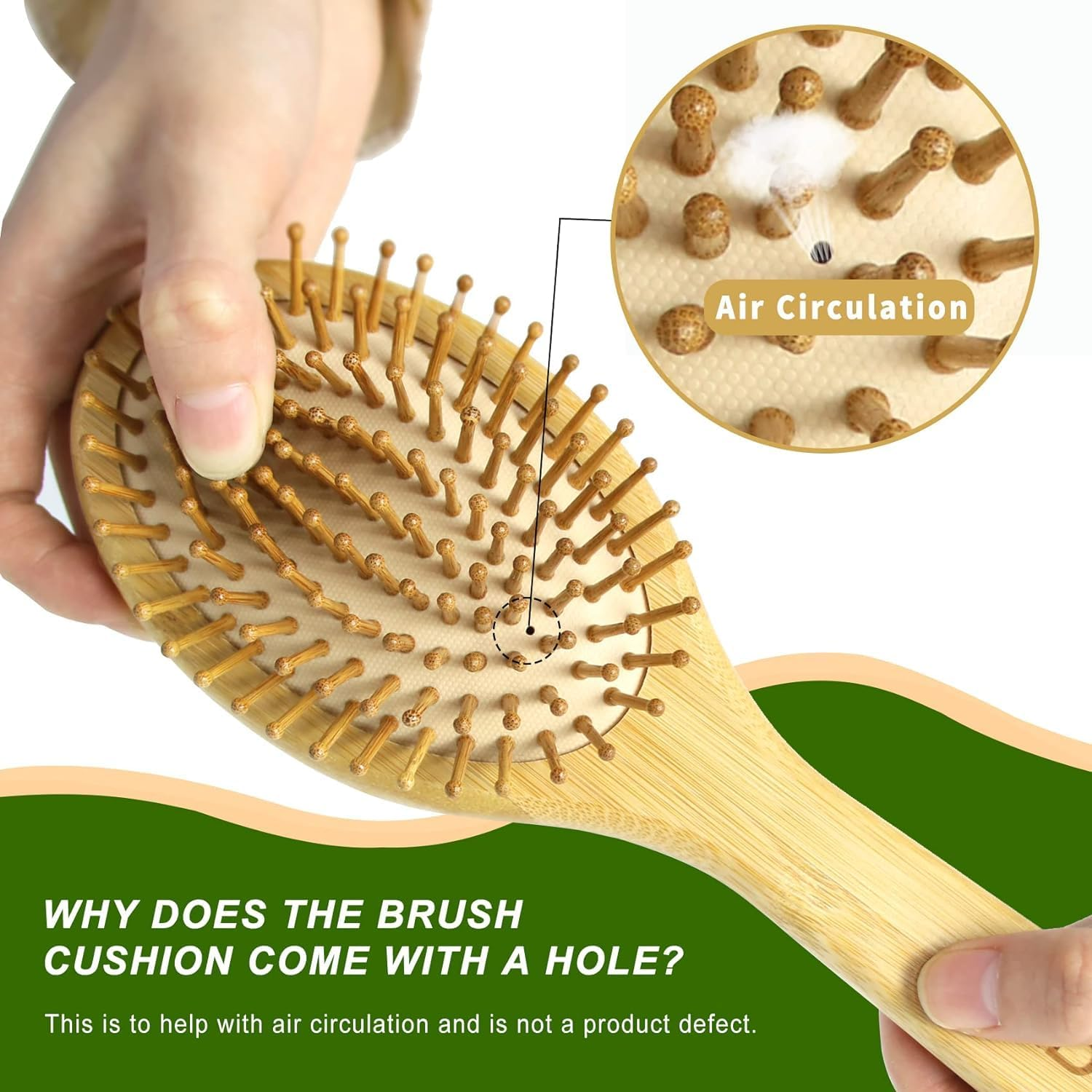 Havvo Hair Brush, Natural Bamboo Paddle Detangling Hairbrush, Massage Scalp Thick/Thin/Curly/Dry Hair for Women & Men Yellow