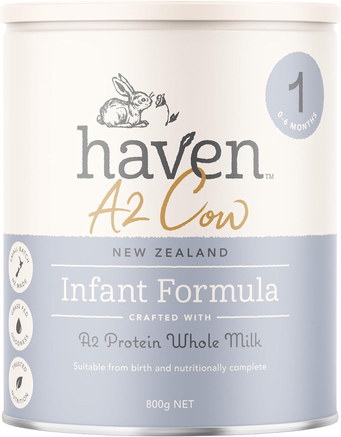 Haven A2 Cow Infant Formula, Stage 1 (Birth&ndash;6 Months), Made with Gentle New Zealand Grass-Fed Cow&rsquo;S Whole Milk, with Prebiotics, Probiotics, Palm Oil Free, GMO Free &ndash; 800G image number 5