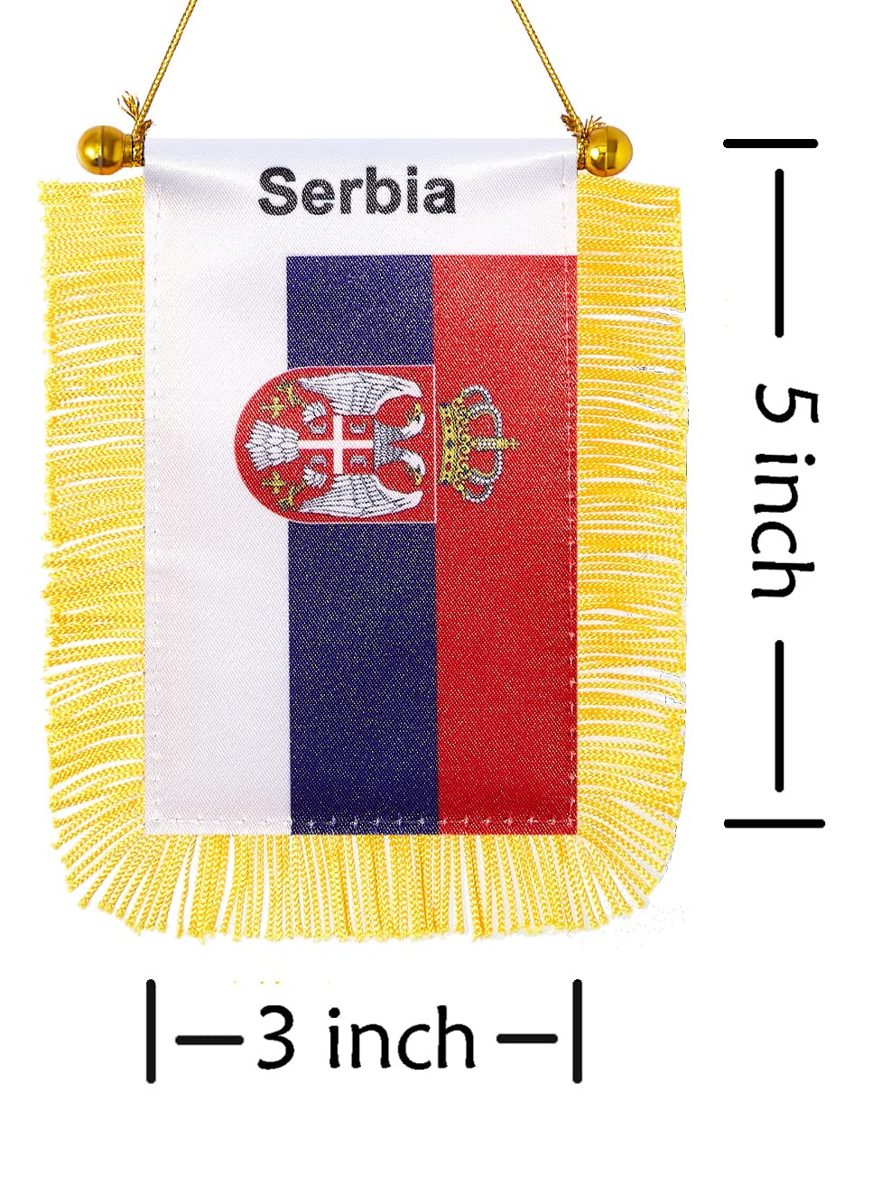 CANTENDO 2 Pack Serbia Window Hanging Flag,Mini Serbian Car Flag with Pole Tassel Suction Cup Rearview Mirror Decoration(3X5 Inch) image number 1