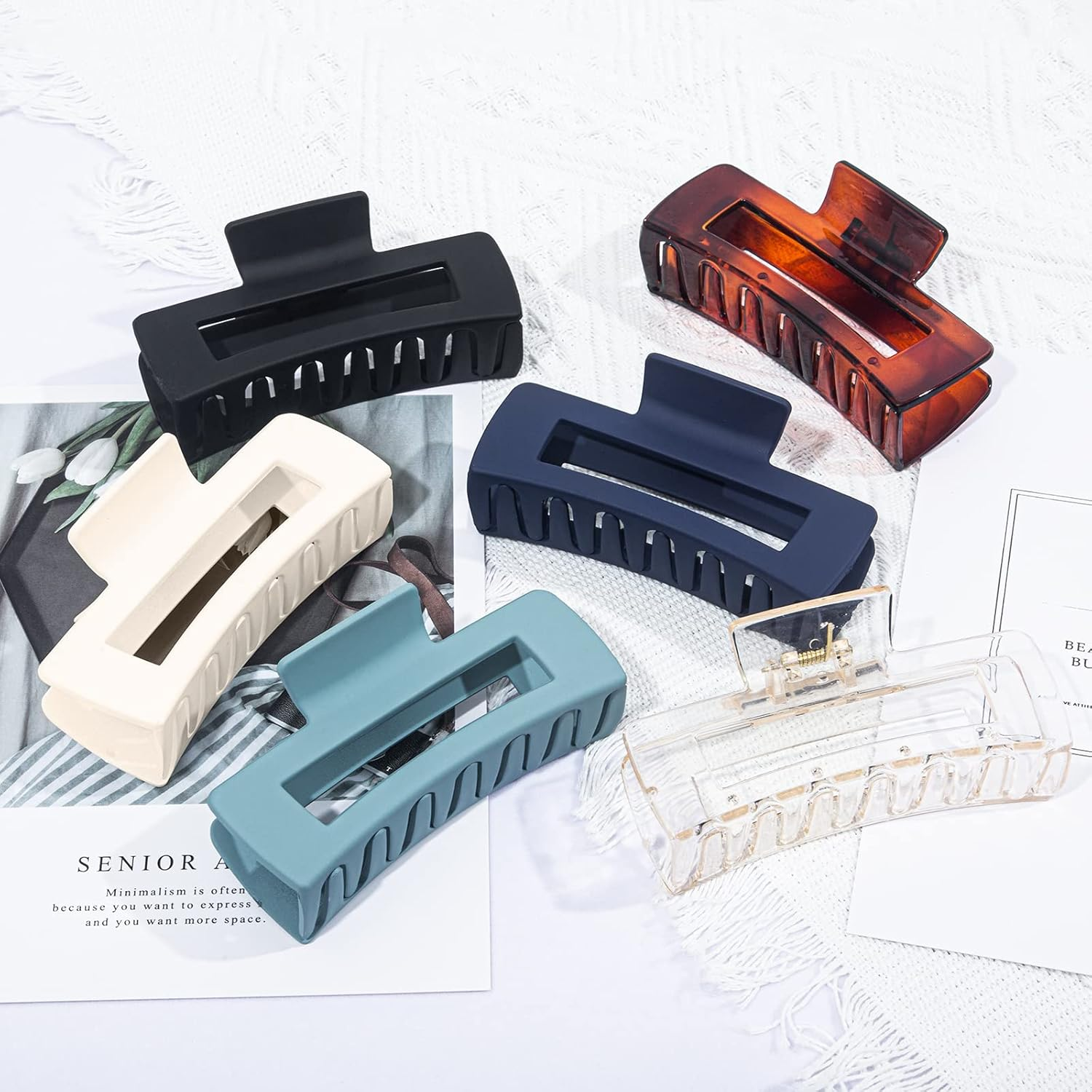 Vigorpace 12 Pack Large Hair Claw Clips for Women Thick Thin Long Hair, Square Hair Clips for Styling Accessories, Strong Hold Big Jaw Clips image number 2