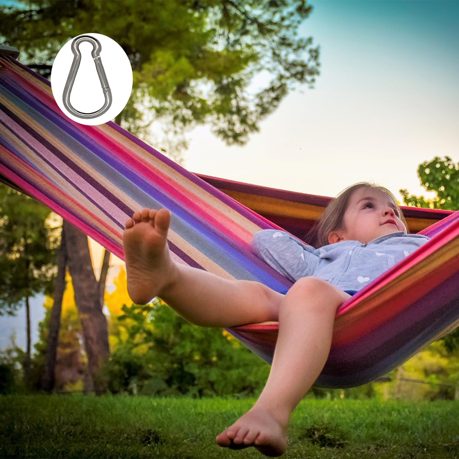 Spring Snap Hook Carabiner, 304 Stainless Steel Snap Hook Heavy Duty Carabiner Clip for Carabiner Outdoor, 2 Pack image number 5