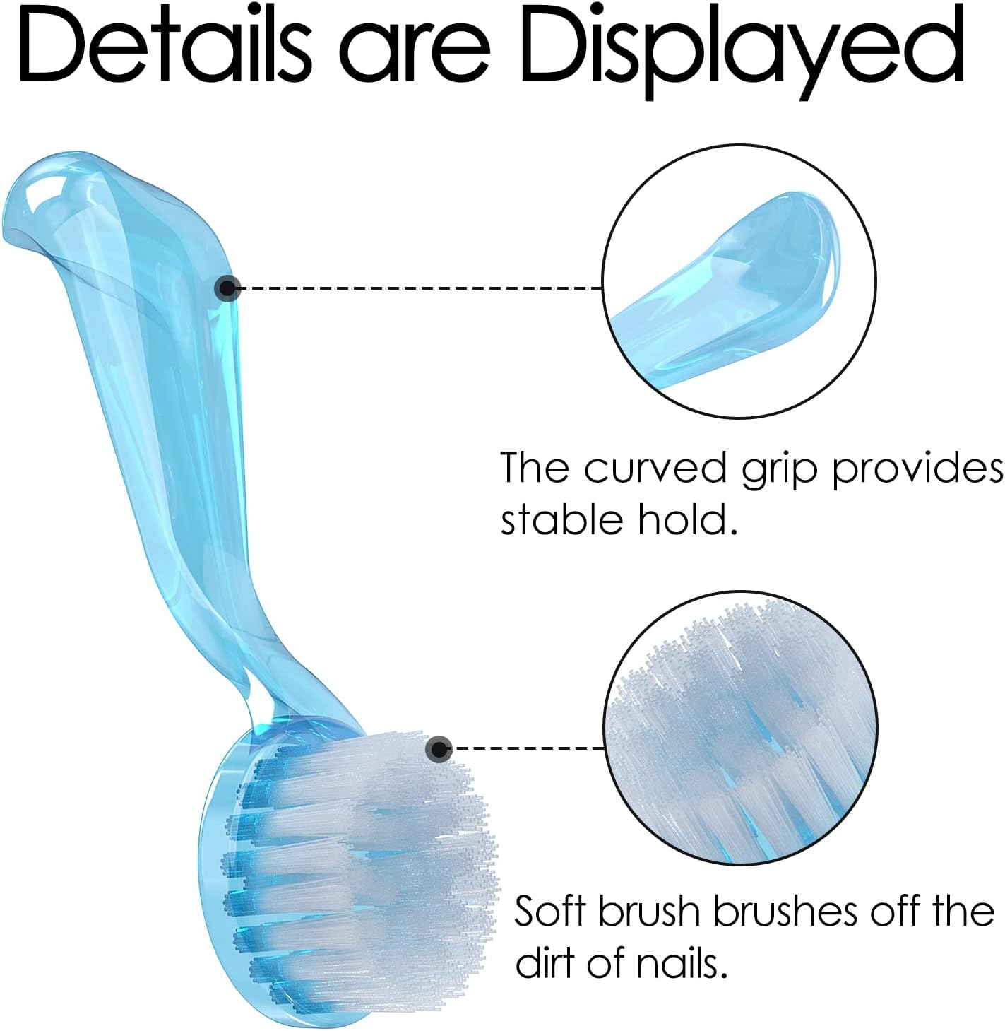 Reignsword round Head Nail Brush 12 Pieces Fingernail Brush with Handle Grip, Multicolor Nail Brushes for Cleaning, Nail Scrub Brush for Toes and Nails Cleaner Men and Women