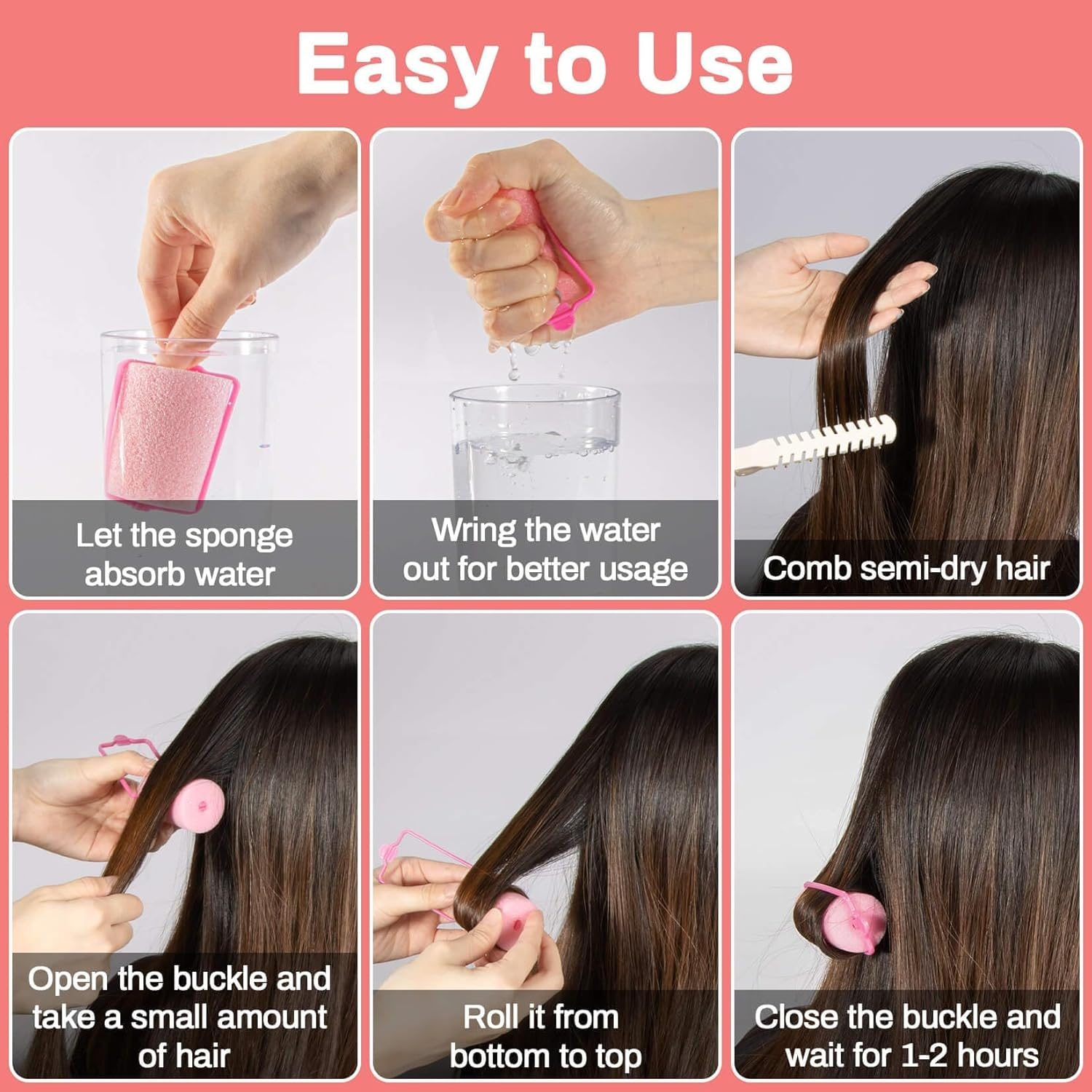 MAQIHAN 24PCS Foam Hair Rollers - 1.89 Inch Large Sponge Rollers for Heatless Hair Curler for Short/Long Hair Sleep Rolos Para Cabello Jumbo Sponge Curlers Soft Sleeping Thin Curl Overnight Rulos image number 5