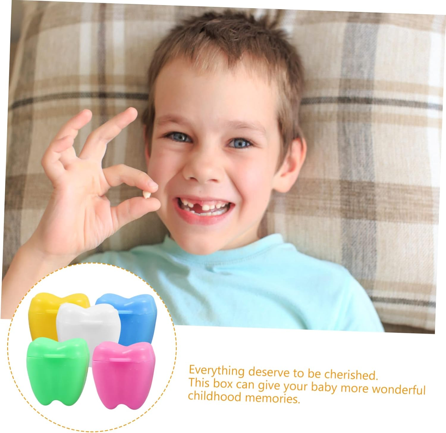 Abaodam 20Pcs Boy Girl Tooth Keepsake Box Tooth Collection Organizer for Lost and Fetal Hair Cherishing Childhood Memories Fun Designs image number 4